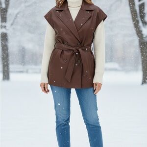 Jason Wu Chocolate Brown Leather Sleeveless Vest